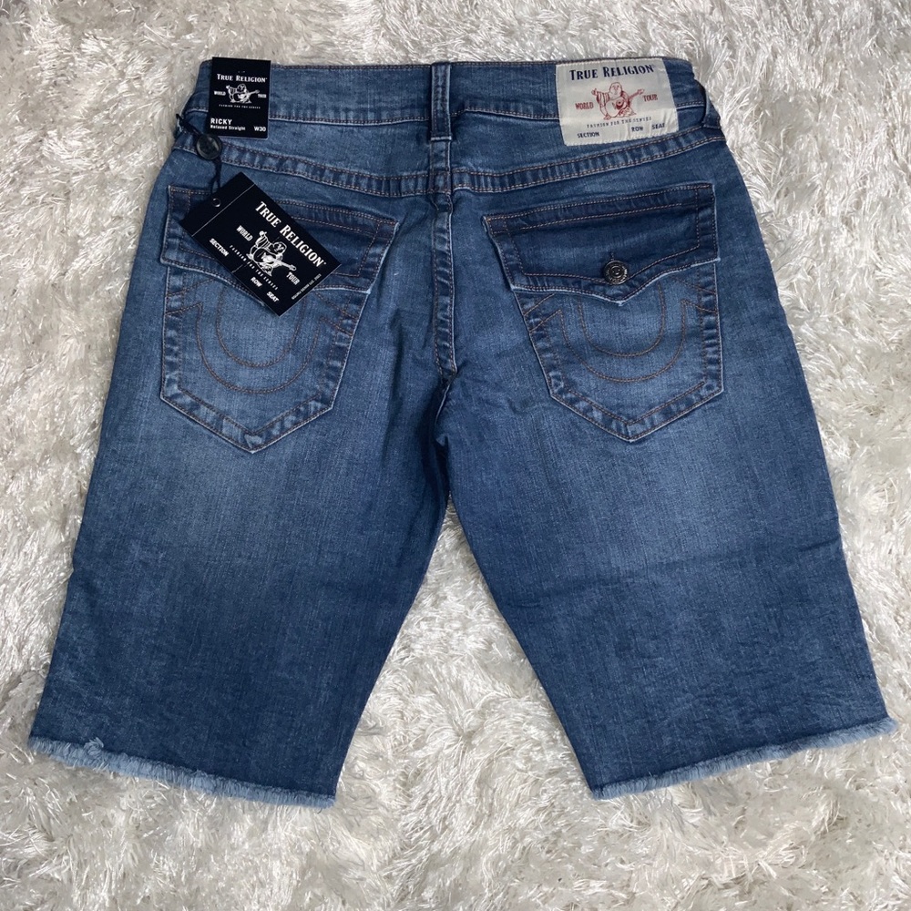 True Religion Men’s Urban Cowboy Ricky Flap Raw Hem Shorts Size 30